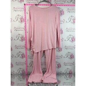 wiwi Bambo set Light Pink Long-Sleeve Pajama Set Two-Piece Soft Lounge Comfy Pjs